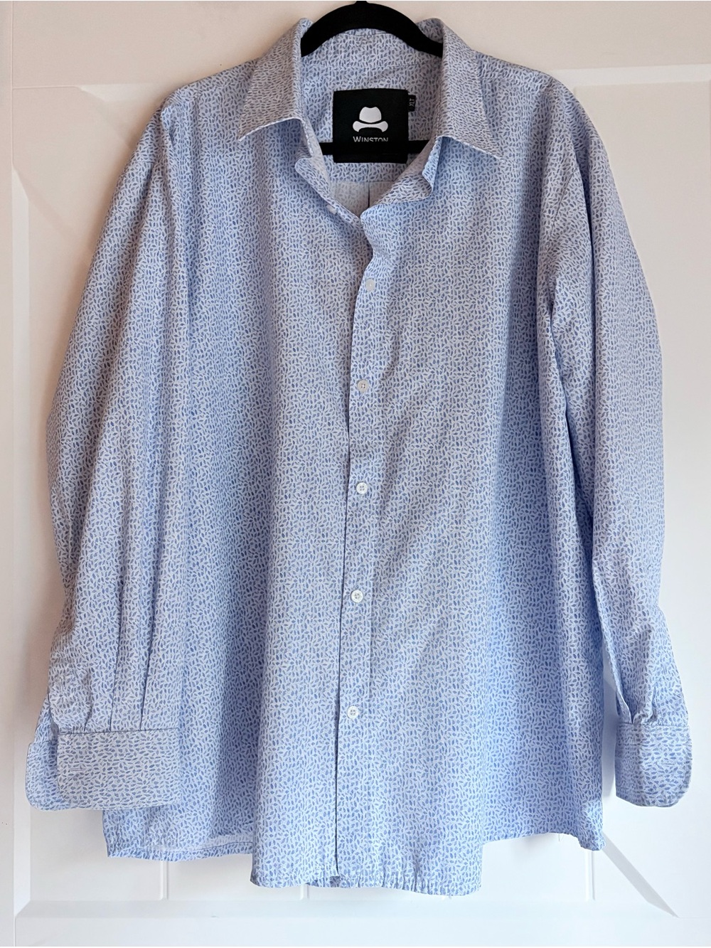 Winston Blue Micro Print Button Down Work Office Casual Shirt XL Tall